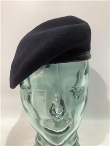 Army Style Military Hobson Dark Blue Beret size 7 57cm Leather Type Headband